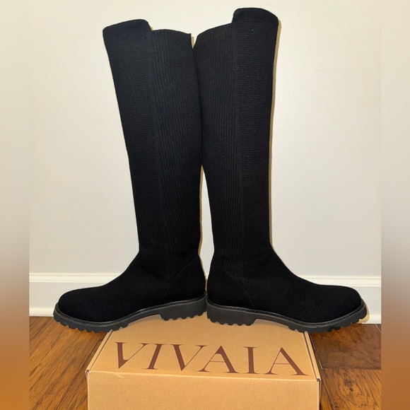 VIIAIA Filipa Round-Toe Stretchy Wool Knee-High Boots, 9.5, worn once, black - Picture 6 of 15
